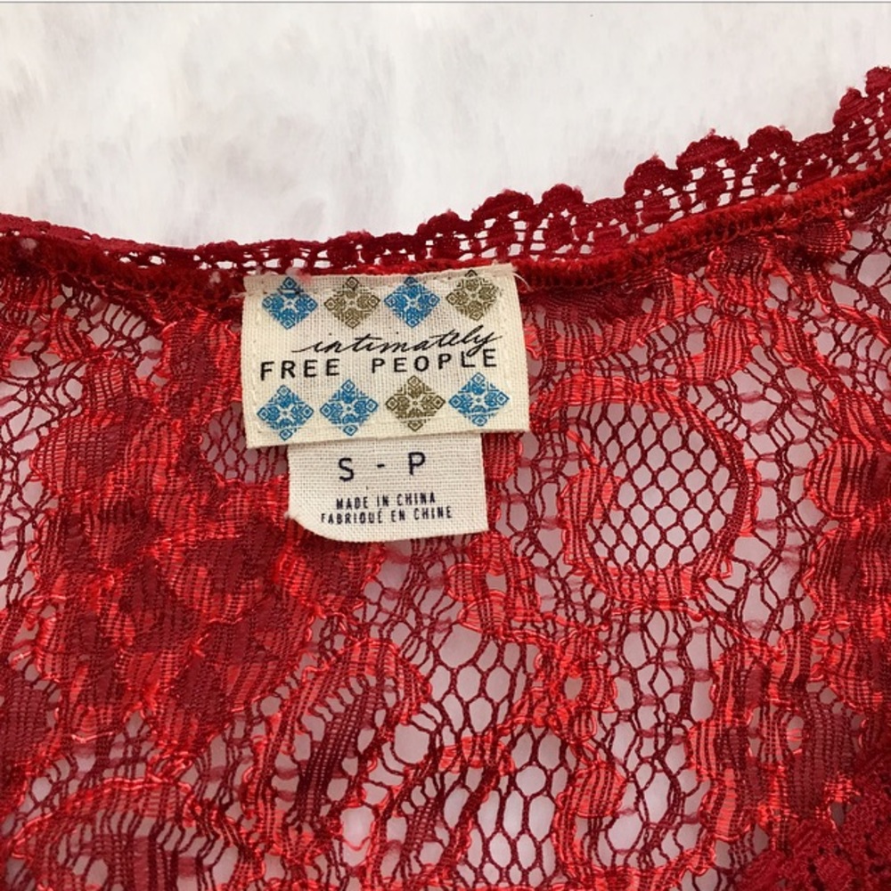 Like New Intimately Free People Red Lace Top - Picture 2 of 6